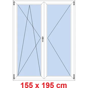 Okno Soft Dvoukřídlé balkonové dveře 155x195 cm, otevíravé a sklopné