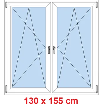 Okno Soft Dvoukřídlé plastové okno 130x155 cm, OS+OS, se sloupkem