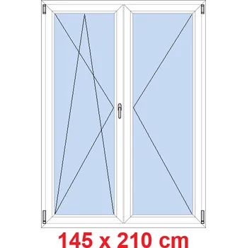 Okno Soft Dvoukřídlé balkonové dveře 145x210 cm, otevíravé a sklopné