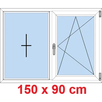 Okno Soft Dvoukřídlé plastové okno 150x90 cm, FIX+OS