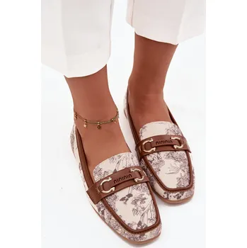 Dámské mokasíny Dámské vzorované mokasíny Evelora – béžovo/hnědé Velikost: 38