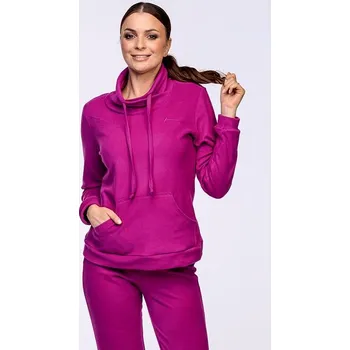 Dámská mikina Fleecová tmavě růžová dámská mikina se stojatým límcem a kapsou 696 velikost 3XL