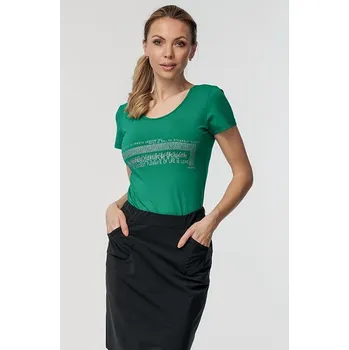 Dámské tričko Bavlněné tmavě zelené dámské tričko s potiskem 69 velikost 3XL