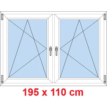Okno Soft Dvoukřídlé plastové okno 195x110 cm, OS+OS, se sloupkem