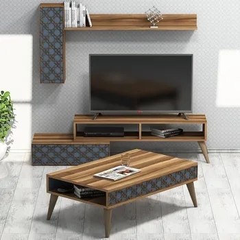 Obývací stěna Living Room Furniture Set Planet - Walnut, Chalcedony