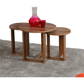 Konferenční stolek Sada odkládacích stolků (3 kusy) Mira - Walnut