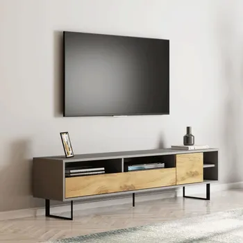 Televizní stolek TV stolek Luga - Grey, Oak