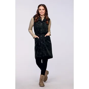 Dámská vesta Volnější matná černá dámská vesta s kapucí 7643 velikost L