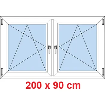 Okno Soft Dvoukřídlé plastové okno 200x90 cm, OS+OS, se sloupkem