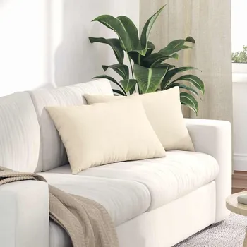 Pohovkové polštáře 2 pcs Krémová 60 x 40 cm Žebrovaná látka