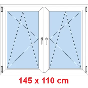Okno Soft Dvoukřídlé plastové okno 145x110 cm, OS+OS, se sloupkem