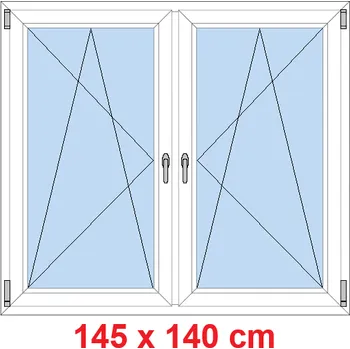 Okno Soft Dvoukřídlé plastové okno 145x140 cm, OS+OS, se sloupkem
