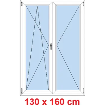 Okno Soft Dvoukřídlé balkonové dveře 130x160 cm, otevíravé a sklopné