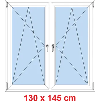 Okno Soft Dvoukřídlé plastové okno 130x145 cm, OS+OS, se sloupkem