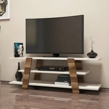 Televizní stolek TV stolek Flower - Walnut, Cream