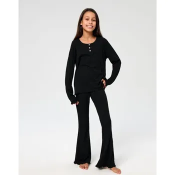 Dívčí oblečení Sinsay - Žebrované dvoudílné pyžamo - černá - 470EV-99X - 470EV-99X-170