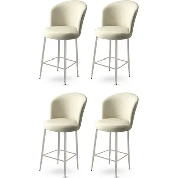 Barová židle Bar Stool Set (4 Pieces) Alte - Cream, Chrome