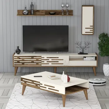 Obývací stěna Living Room Furniture Set Valensiya - Walnut, Cream