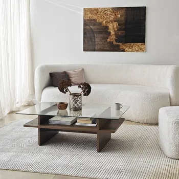 Konferenční stolek Konferenční stolek Saga Rectangle - Walnut, Transparent