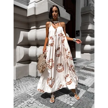 Dámské šaty Hnědé vzorované šaty SWADEN Velikost: ONESIZE