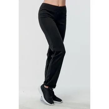 Dámské kalhoty Fleecové černé dámské kalhoty s rovnými nohavicemi 380 délka normální velikost 4XL