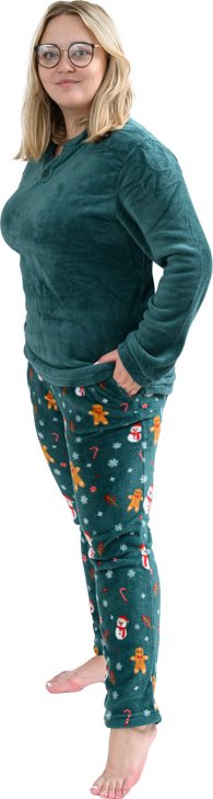 Mikroplyšové pyžamo SNĚHULÁK A PERNÍČEK zelené - různé velikosti Velikost: L