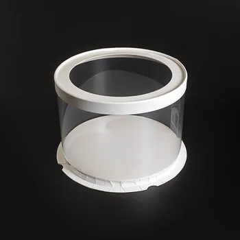 Krabička na výslužku Cake star dortový box bílý kulatý s průhledným víkem 22,5x16cm