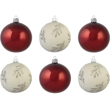 Set skleněných ozdob Let it Slow s vínovou