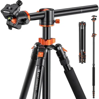 K&F 2.4m Overhead Camera Tripod Transverse Center Column 10kg Load with Detachable Monopod