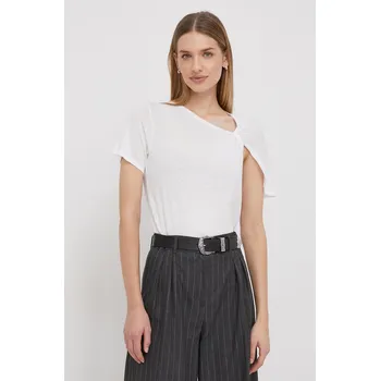 Dámské tričko Tričko s příměsí lnu Pepe Jeans HARMONY bílá barva, PL505740 00X, vel. S