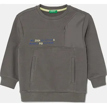 Chlapecká mikina Dětská mikina United Colors of Benetton šedá barva, hladká, 3WNCG200T 3WNCG200T.P.Seasonal 90X, vel. 82