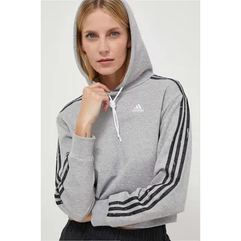Dámská mikina Bavlněná mikina adidas dámská, šedá barva, s kapucí, s potiskem, IN9931 90X, vel. L