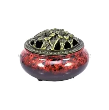 Svícen Kadidelnice keramická červená