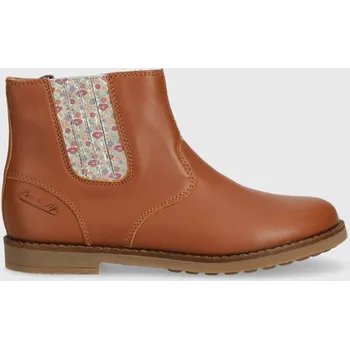 Dívčí tenisky Dětské kožené kotníkové boty Pom D'api TRIP JODZIP hnědá barva P1JFBN0401.31.34 82X, EUR 33
