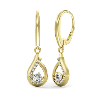 Šperk Couple, Visací náušnice Tear, žluté zlato se zirkony, 585-66-3-0337.0Z00.0.00.001.10
