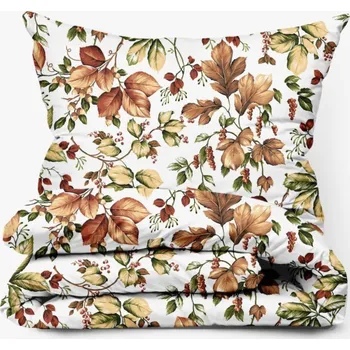 Povlečení Bavlněné povlečení Podzim bílý Zapínání: knoflík, Velikost polštáře: 50x70, Velikost přikrývky: 140x200