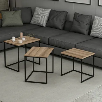 Konferenční stolek Sada odkládacích stolků (3 kusy) Evia - Walnut