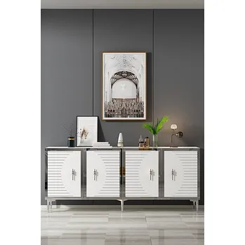 Komoda Konzolový stolek Tuna 180 - White, Silver