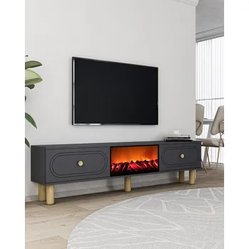 Televizní stolek TV stolek Polen Bohem Fireplace - Anthracite