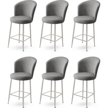 Barová židle Bar Stool Set (6 Pieces) Alte - Grey, Chrome