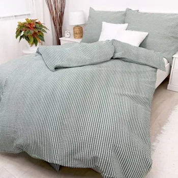 Povlečení Bavlněné povlečení Pruhy Zelené Zapínání: knoflík, Velikost polštáře: 50x70, Velikost přikrývky: 140x200
