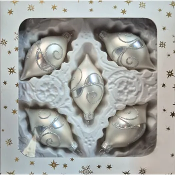 Vánoční dekorace ČR vánoční skleněné olivy bílé 5 ks