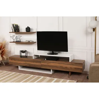 Televizní stolek TV stěna / Sestava pod TV Nirvana - Teak, White