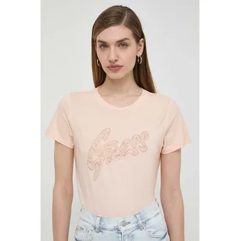 Bavlněné tričko Guess oranžová barva, W4RI25 K9RM1 W4RI25.K9RM1 24X, vel. M