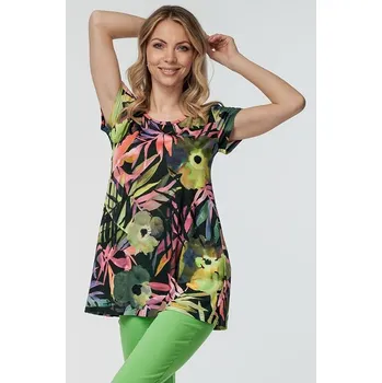 Dámská halenka Delší barevná dámská halenka s květy 792 velikost S