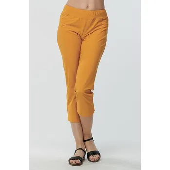 Dámské kalhoty Funkční hořčicové dámské 3/4 kalhoty s kapsami 246 sil velikost M