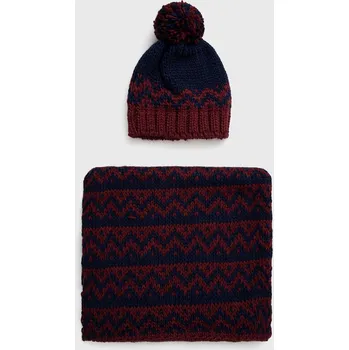 Čepice Čepice a nákrčník s vlnou Answear.LAB tmavomodrá barva 2205065.019.DB 59X, vel. ONE SIZE