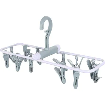 Skládací plastový sušák na ponožky (12 kolíčků) - modrý