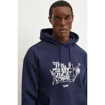 Pánská mikina Mikina Hummel pánská, tmavomodrá barva, s kapucí, s potiskem, 226098 59X, vel. S