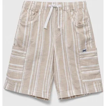 Chlapecké kraťasy Dětské bavlněné šortky United Colors of Benetton béžová barva, vzorované, nastavitelný pas 4JKCC901U.G.SEASONAL 80X, vel. 150